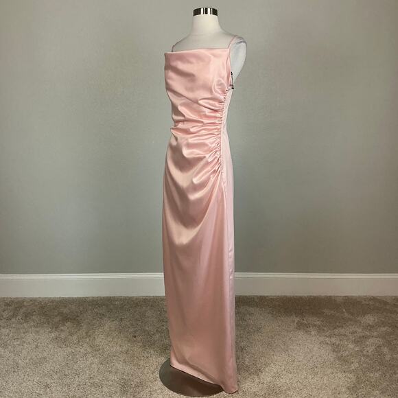 Laundry by Shelli Segal Pink Satin Ruched Formal Long Gown Women’s Size 8 - Picture 4 of 12